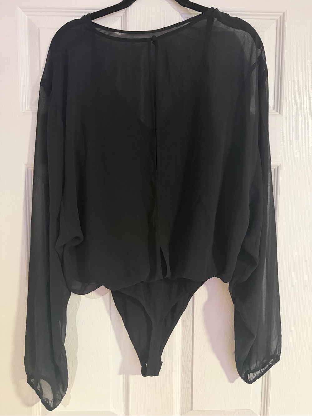Express Black Sheer Long-Sleeve Bodysuit
